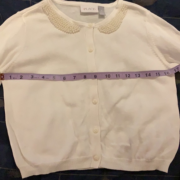 NWOT/New Girl’s Children’s Place White Pearl Knit Button Up Cardigan-size16 - Picture 16 of 17